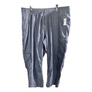NWT‎ Old Navy Linen-Blend Wide-Leg Cargo Pants Size XXL High Rise Navy Blue